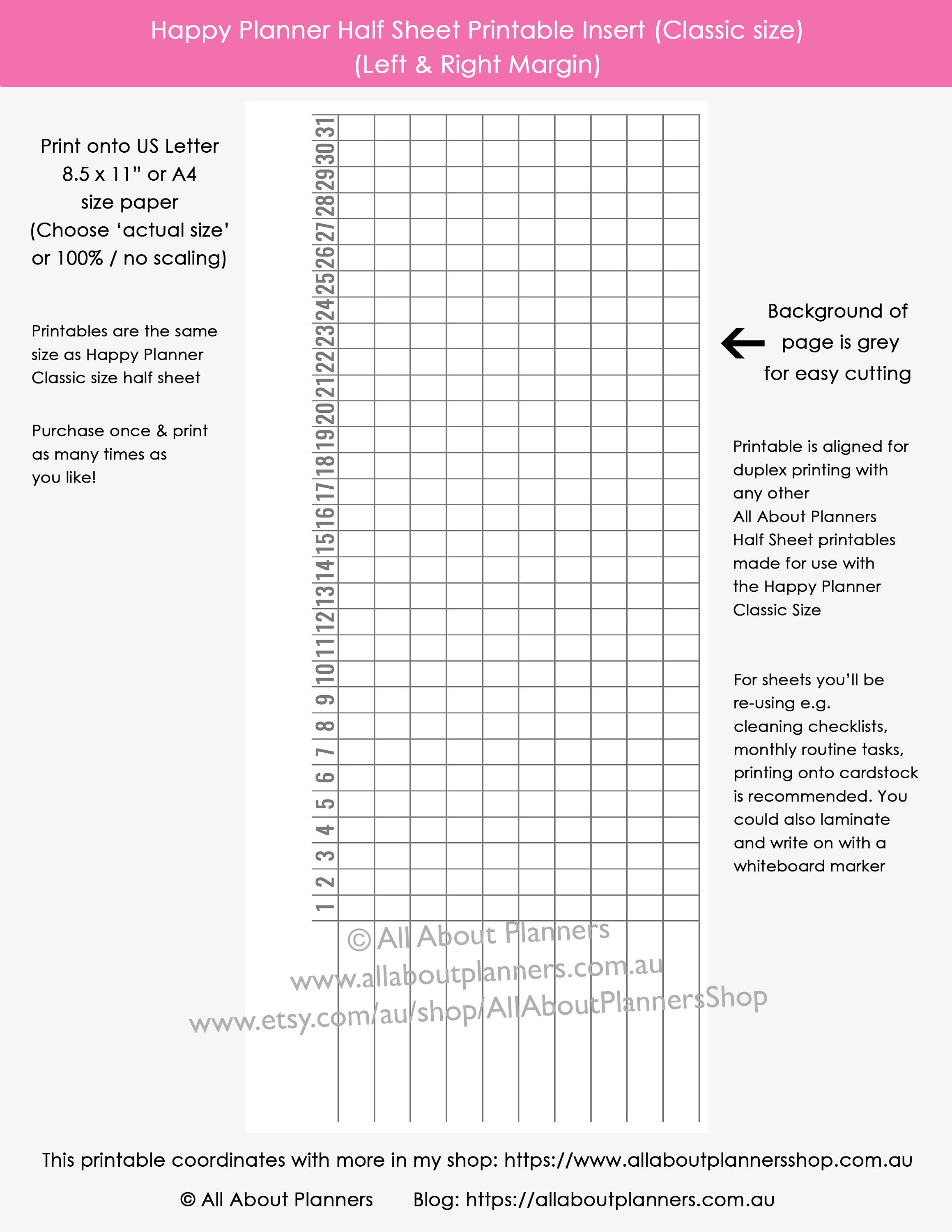 MAMBI Half Sheet monthly habit tracker printable planner | Etsy