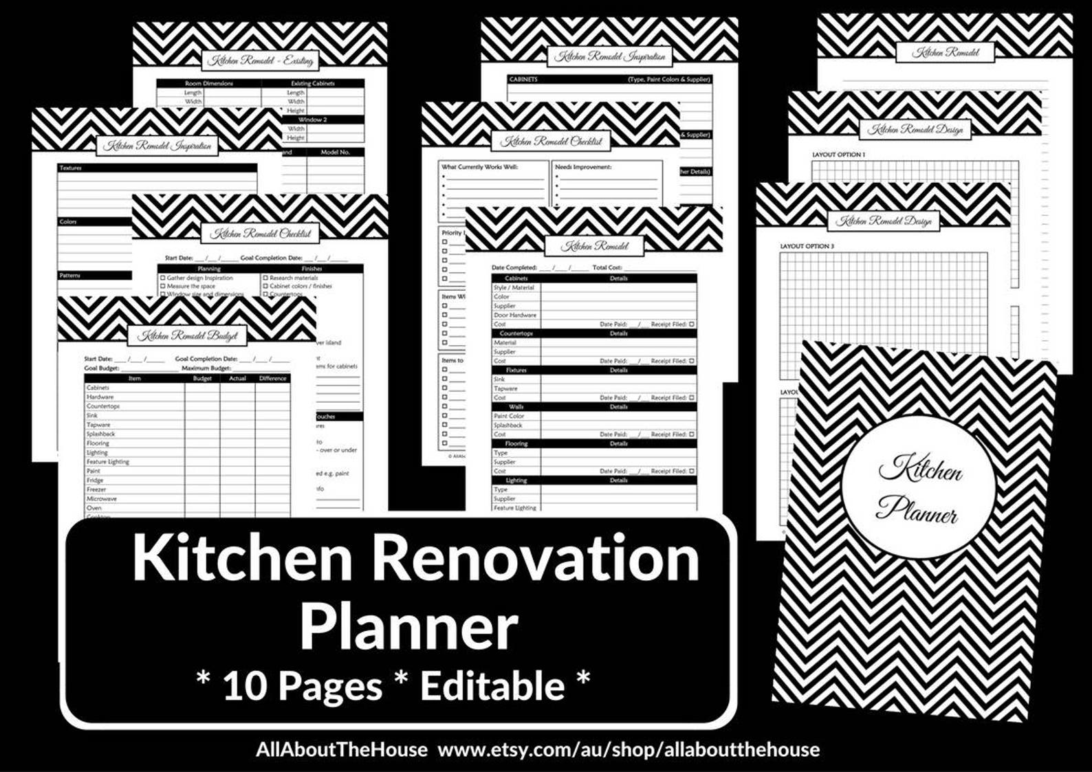 Kitchen remodel checklist planner printable renovation home | Etsy