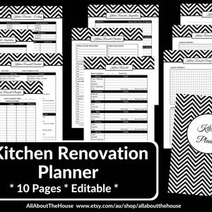 Kitchen remodel checklist planner printable renovation home improvement diy inspiration budget layout editable template pdf instant download image 1
