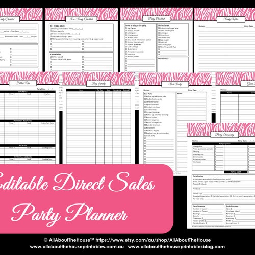 Direct Sales Party Checklist Planner Editable Business Planner - Etsy