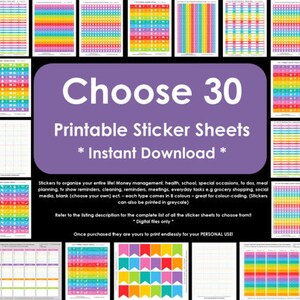 Hydrate Planner Stickers Checklist Printable 1.9 Lx0.375 W Drink up H20 daily water intake tracker Rainbow ECLP Plum Paper L077 image 4