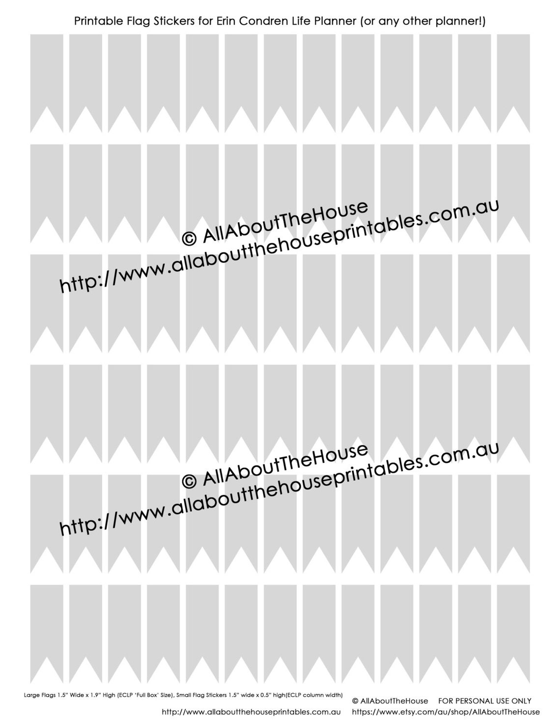 Printable Calendar / Planner Stickers Flags for Erin Condren | Etsy ...