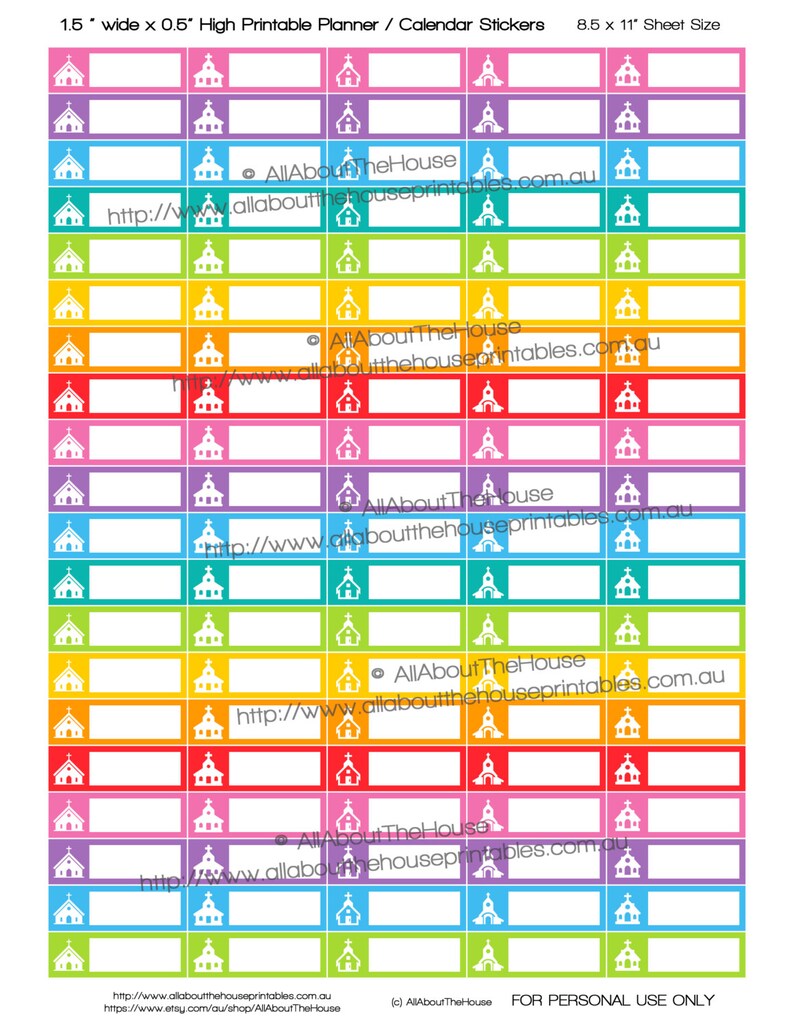 Church Planner Stickers Printable Religion Bible Study Prayer Calendar ...