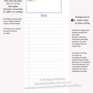 Project Planner Printable for Mambi Happy Planner Half Sheet Classic ...
