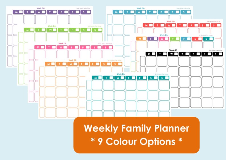 Printable Weekly Family Planner and Monthly Calendar 9 Colours Available Product Number 407 image 4