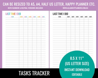 Last time I did routine habits planner editable printable reminder cleanng insert list refill US letter size resize a5 personal size half