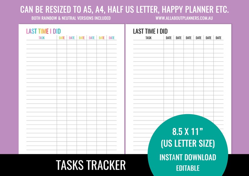 Last time I did routine habits planner editable printable reminder cleanng insert list refill US letter size resize a5 personal size half image 1