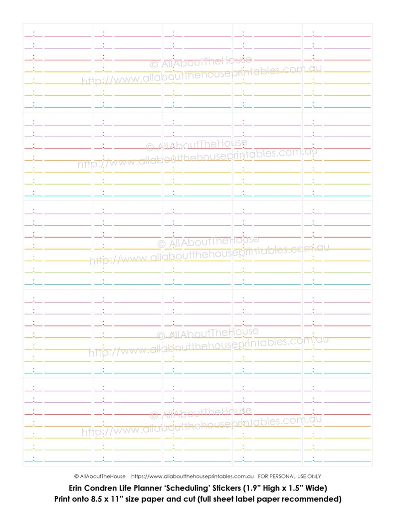 Printable Calendar Planner Stickers Scheduling Full Box made for Erin Condren, Plum Paper etc. functional lined Rainbow Instant Download image 2