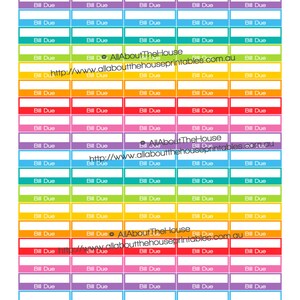 Bill Due Reminder Money Loan Debt Payment Printable Calendar / Planner Stickers 1.5 "wide x 0.5" Rainbow 2015 Planner realizzato per Erin Condren