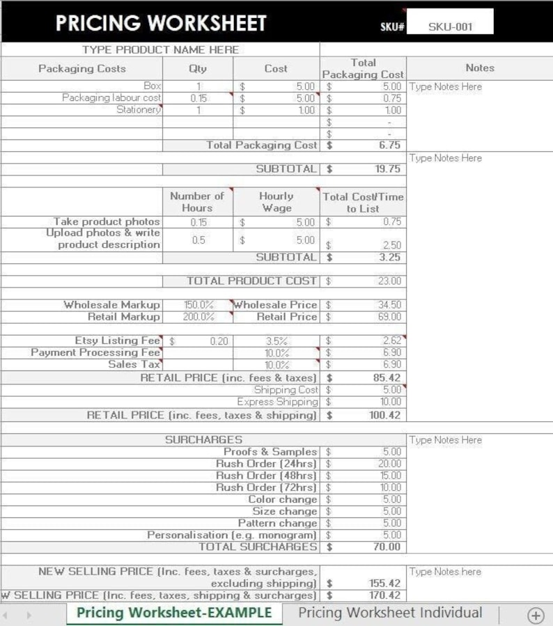 Pricing Calculator Shop Management Tool Etsy Sellers Handmade Etsy