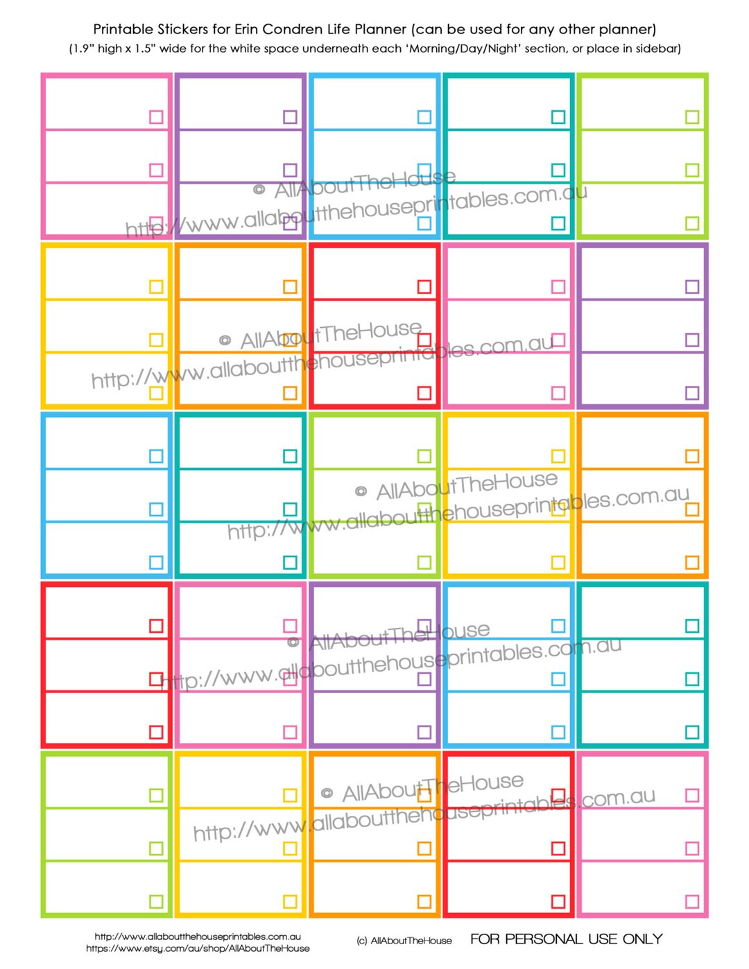 List Planner Stickers Printable Checklist to Do Tasks Reminder Full Box ...