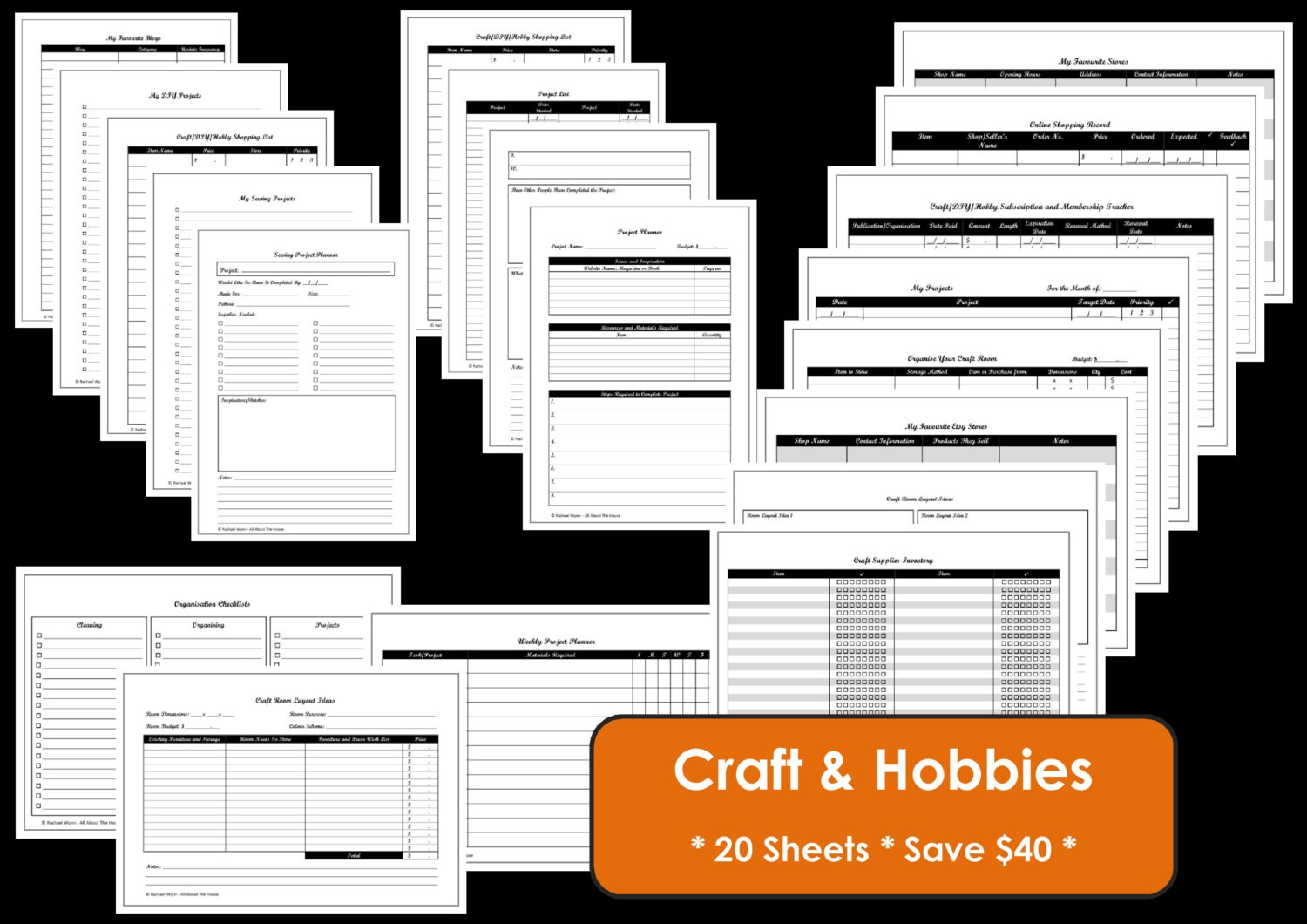 Craft, Hobby, DIY Printables Organisation Household Binder 20 Sheets ...