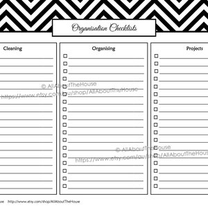 BLACK Craft, Hobby, DIY Printables Chevron Printable-Organisation-Household Binder 22 sheets Binder Cover and Spine PDF image 3