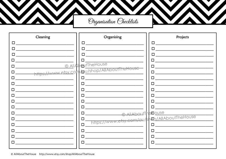 BLACK Craft, Hobby, DIY Printables Chevron Printable-Organisation-Household Binder 22 sheets Binder Cover and Spine PDF image 3