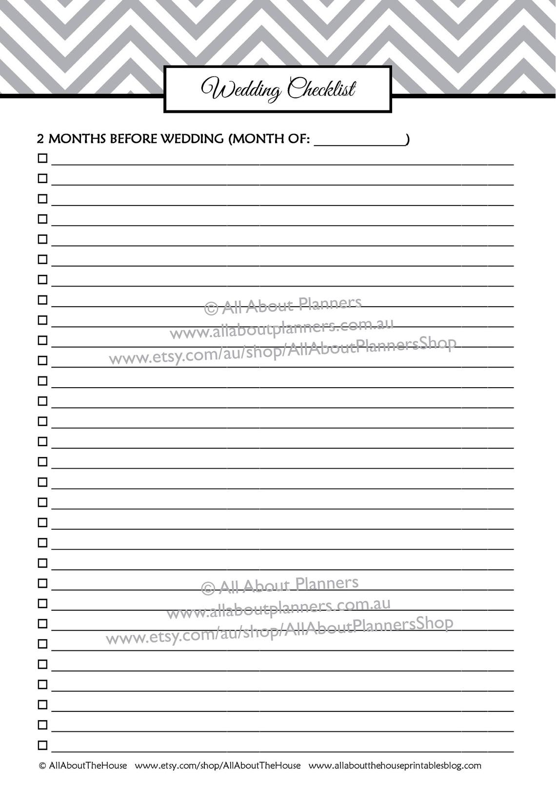 Wedding Checklist Countdown Printable Planner Editable Organization ...