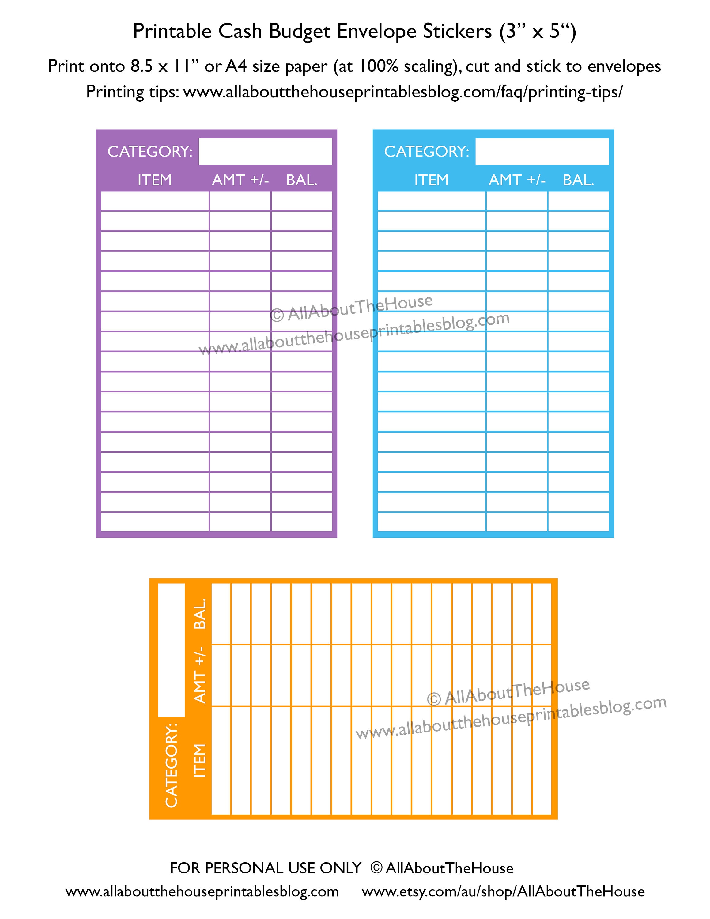 Cash Envelope Budgeting Printable Color Coded Expense Category Finance ...