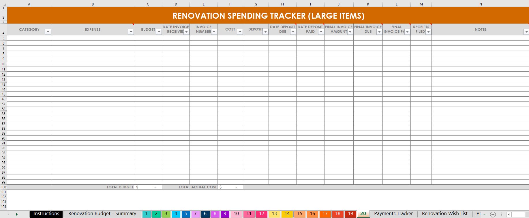 Home Renovation Budget Spreadsheet Organizer Wish List - Etsy Australia