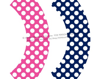 Cupcake wrappers, party printable, nautical, sticker, label, girl, birthday, navy, pink, dots, anchor, diy, instant download, anchor
