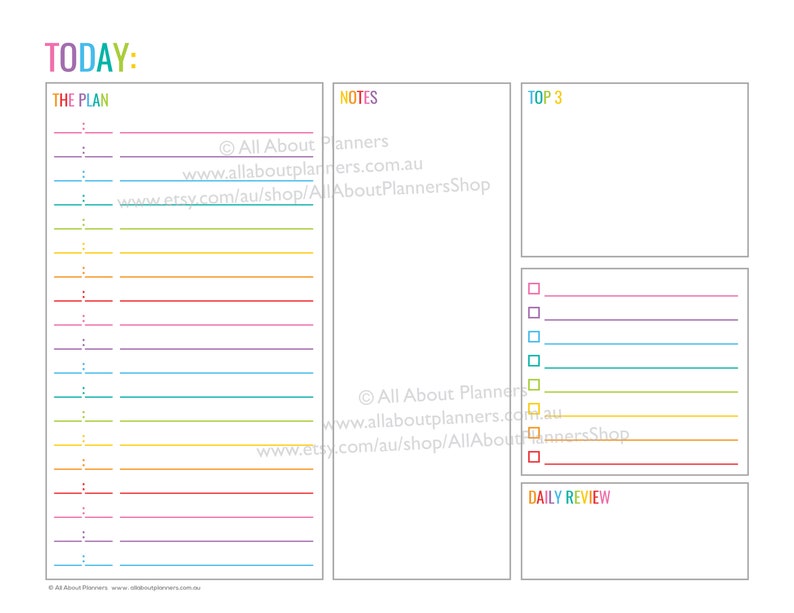 daily planner printable editable pdf day to a page landscape etsy
