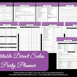 Direct Sales Planner Editable Business Planner Binder Printables Organize Any Direct Sales Business 150pgs Purple Polka Dot INSTANT DOWNLOAD image 5