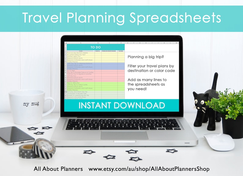 Travel Planning excel spreadsheets itinerary month week budget organizer spending to do list before we leave insurance transfer car rental image 8