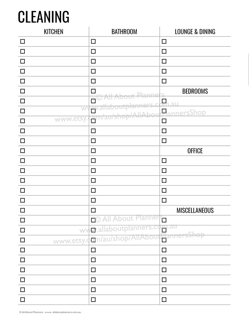 Checklist printable planner insert refill to do shopping grocery task organizer agenda US letter size can resize to a4 a5 personal size half image 2