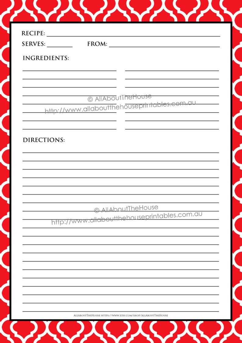 EDITABLE Recipe Binder Printables Meal Planning Recipe Sheet Recipe Card Weekly Meal Planner Month Recipe Dividers Grocery List Quatrefoil image 4