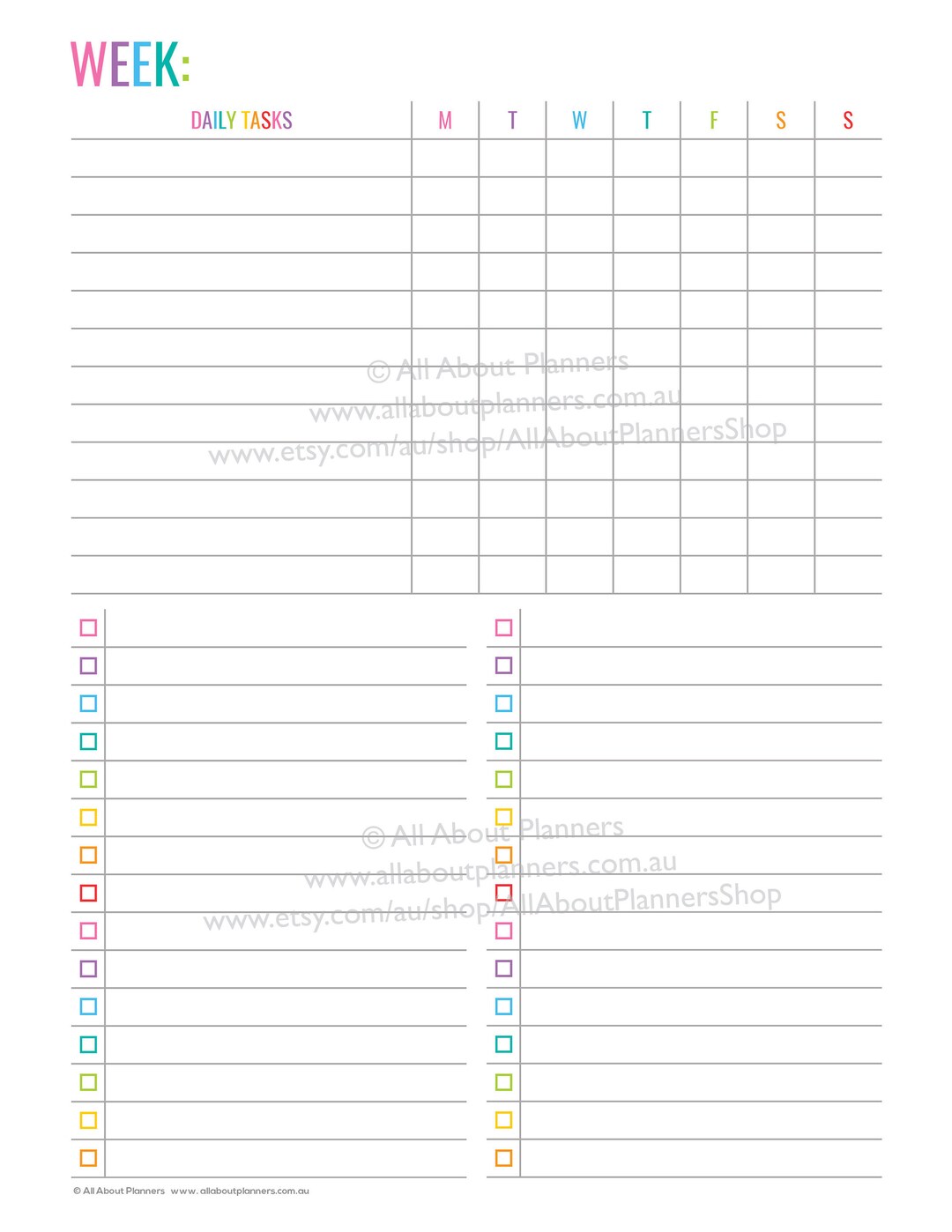 Weekly Overview Planner Printable Editable Habit Tracker Checklist ...