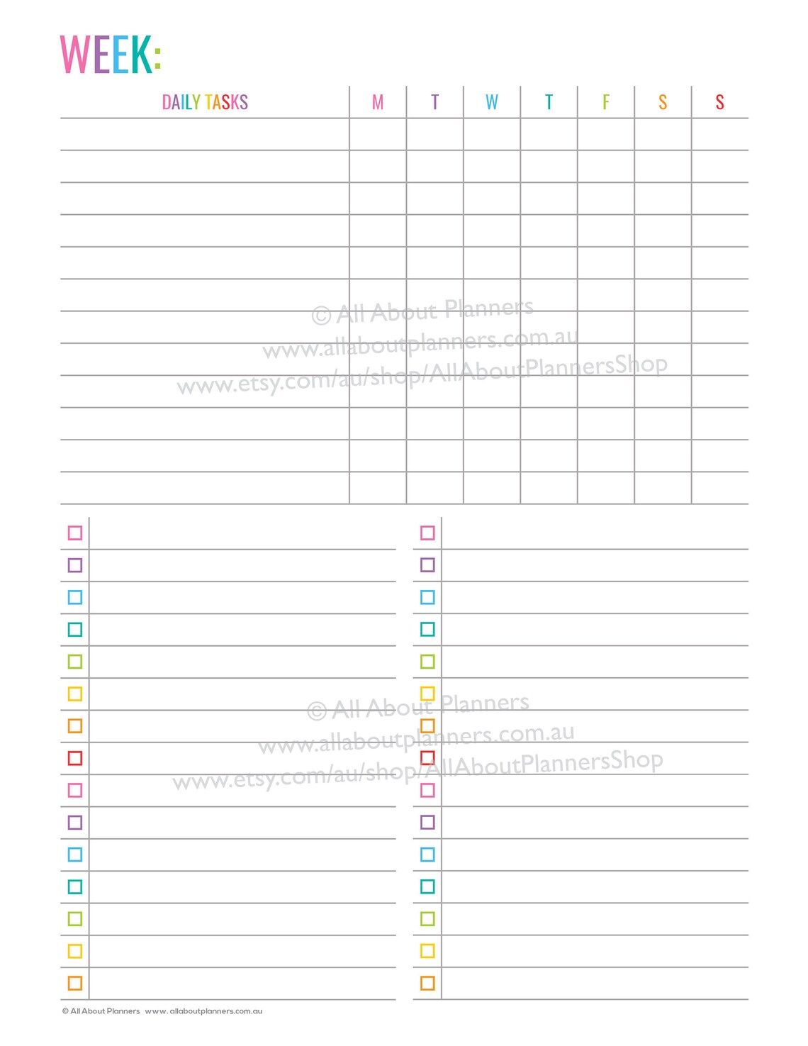 Weekly Overview Planner Printable Editable Habit Tracker - Etsy