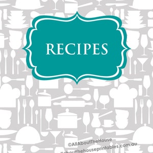 Recipe card printable sheet long recipes kitchen organization Template Editable Binder Cover Spine family cook book category divider pages
