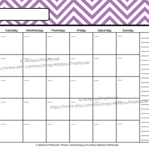 EDITABLE 12 monthly calendar printable chevron pattern use for 2022, 2023 and beyond Perpetual meal plan, cleaning, blog, family calendar image 3