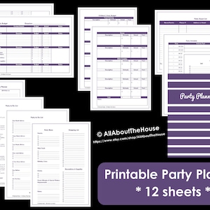 Printable Party Planner, birthday party, anniversary, event planner, direct sales, menu planner, party checklist, to do, budget, guest list image 1