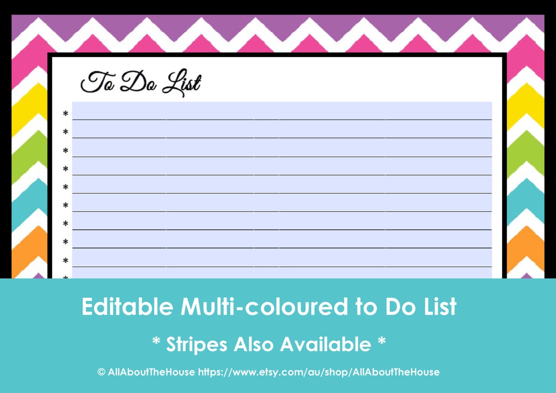 EDITABLE Printable to Do List Chevron Planner Printable - Etsy