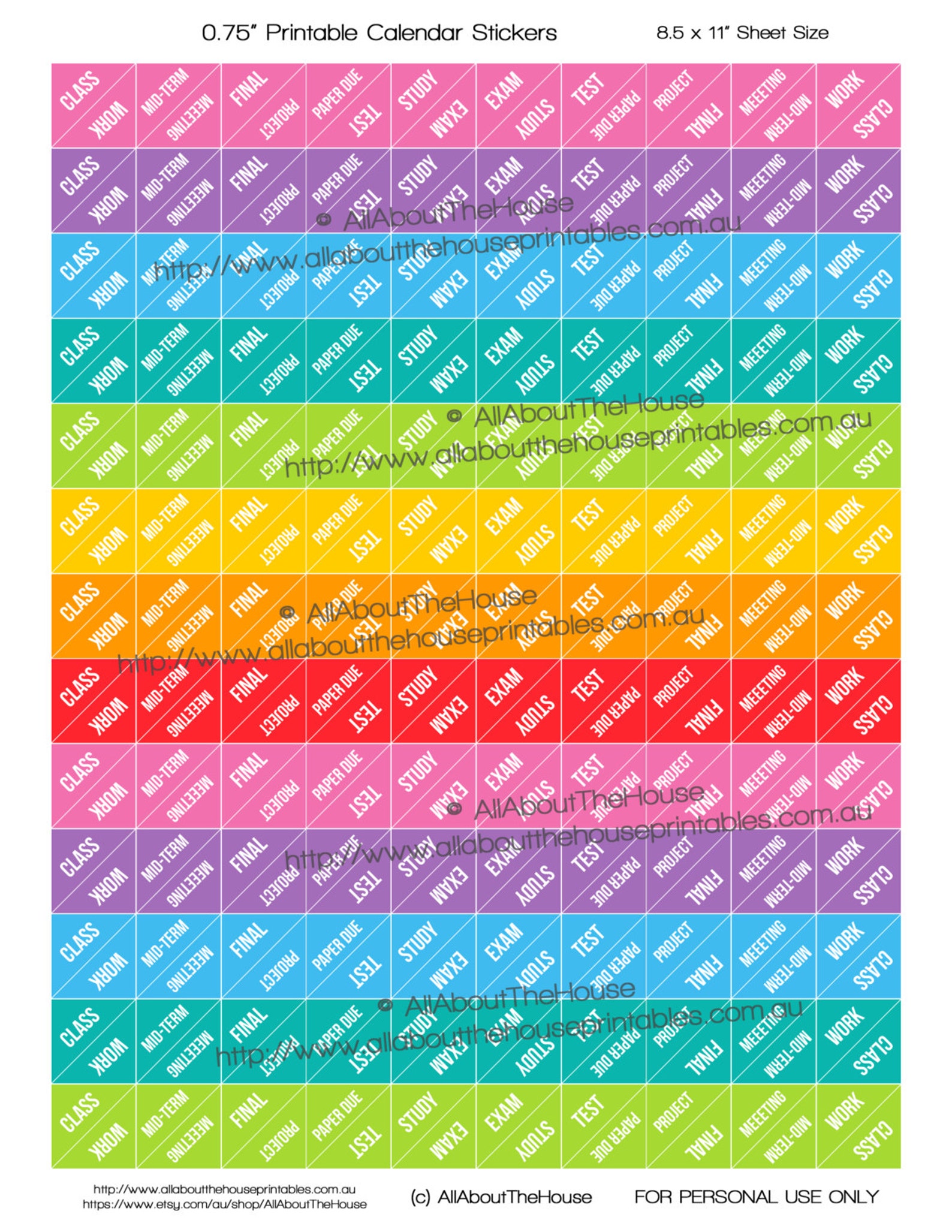 College Planner Stickers Printable Calenda Student Class Study - Etsy ...