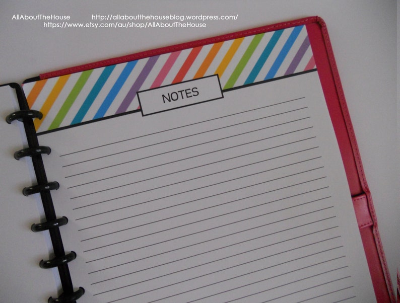 note paper lined printable rainbow pdf editable household etsy