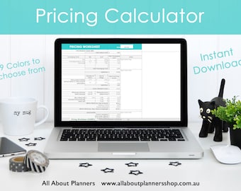 Pricing Calculator shop management Tool Etsy Sellers handmade product, cost of goods sold, COGS, worksheet spreadsheet excel file