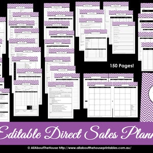 Direct Sales Planner PURPLE Editable Business Planner Binder Printables Organize Any Direct Sales Business 150 pages INSTANT DOWNLOAD afbeelding 1