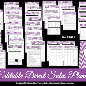 Direct Sales Planner PURPLE Editable Business Planner Binder Printables Organize Any Direct Sales Business 150 pages INSTANT DOWNLOAD afbeelding 1