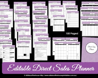 PINK Direct Sales Planner - Editable Business Planner Binder Printables Organize Any Direct Sales Business 150 pages INSTANT DOWNLOAD