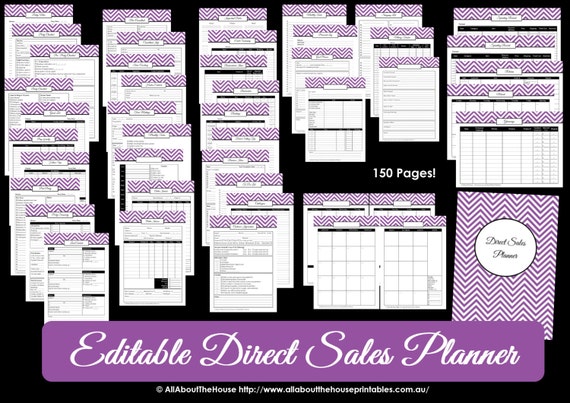 direct sales planner purple editable business planner binder printables organize any direct sales business 150 pages instant download business binder printables