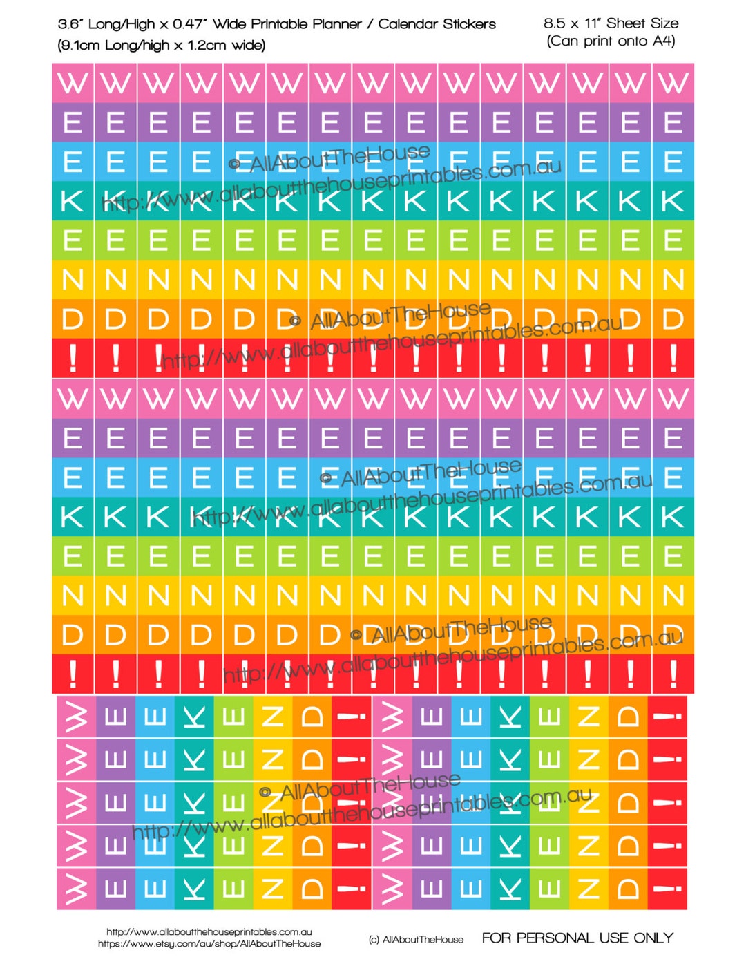 Made for Erin Condren Horizontal Planner Size Weekend Planner Stickers ...