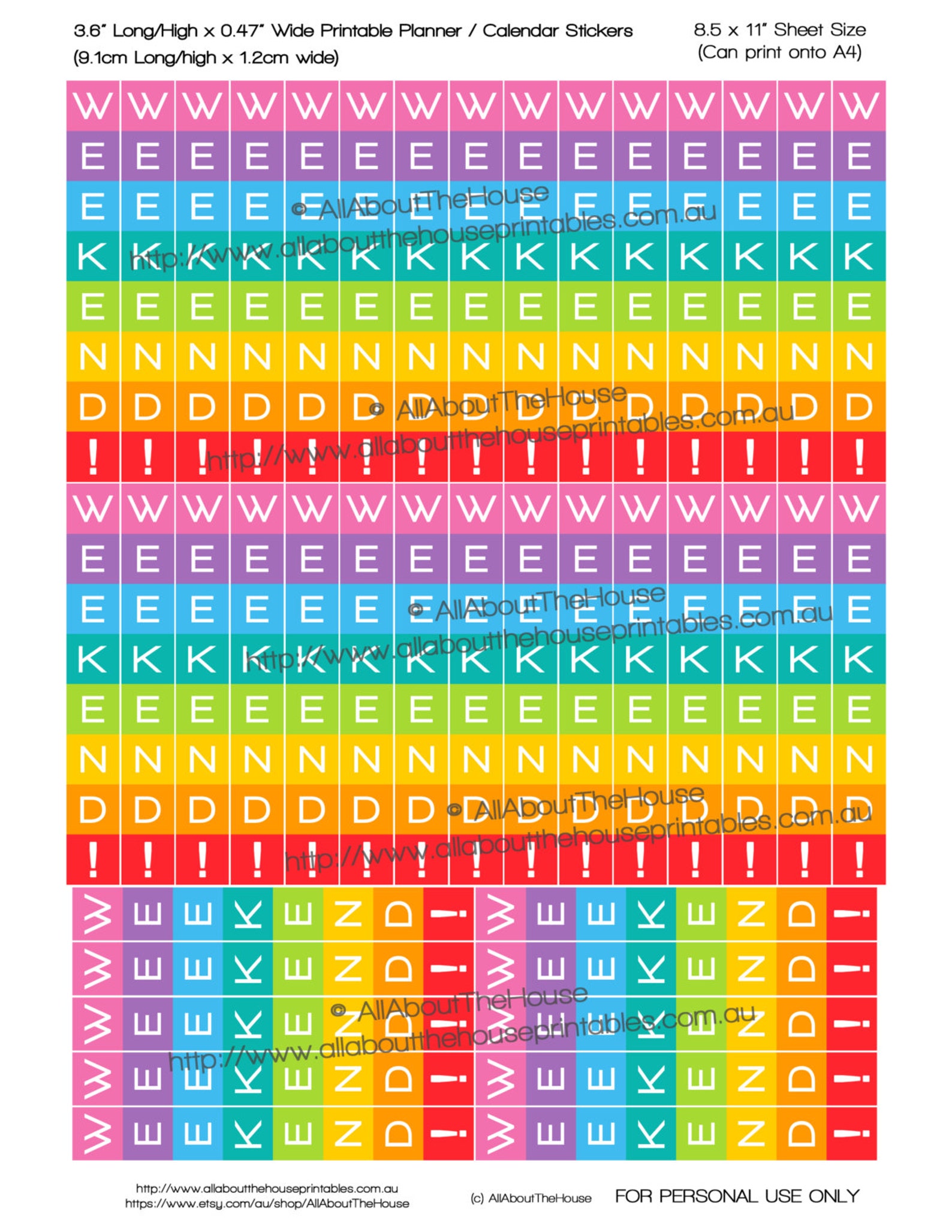 Made for Erin Condren Horizontal Planner Size Weekend Planner Stickers ...