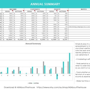 Etsy Seller Spreadsheets, shop management Tool, financial, tax reporting, profit and loss, income, expenses, spreadsheet, excel, google docs image 8