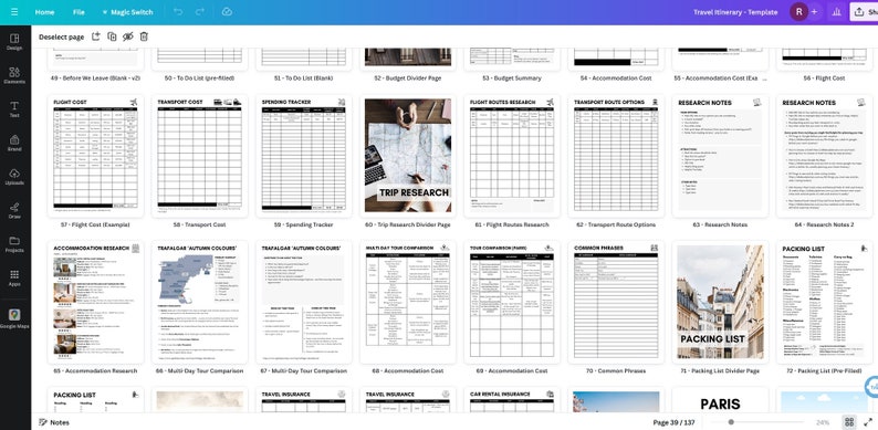 Travel Itinerary Template travel planner vacation trip hotel bookings day tours daily packing list fully editable & customisable in Canva image 5