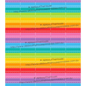 Habit Planner Stickers Printable Hearts Daily Routine 1.5W x 0.5H Rainbow Weekly Tasks made for Erin Condren ECLP Plum Paper Ol040 image 4