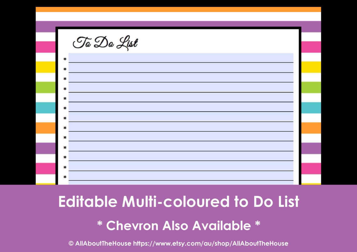 EDITABLE Printable to Do List Chevron Planner Printable - Etsy