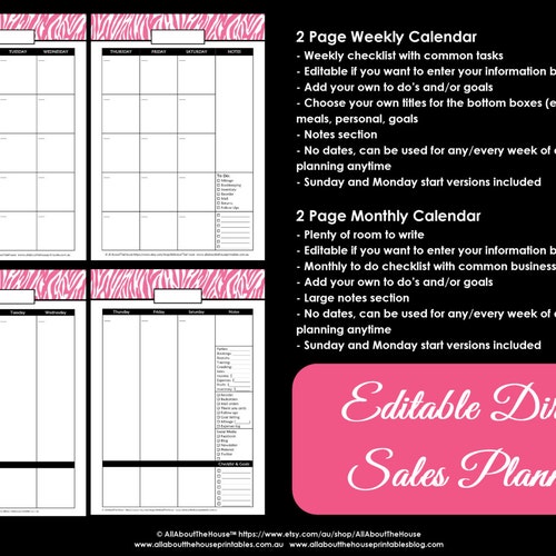 Direct Sales Planner Editable Business Planner Binder - Etsy