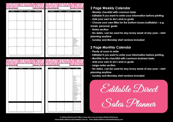 Pink Monthly and Weekly Calendar Planner Pages - Printable at