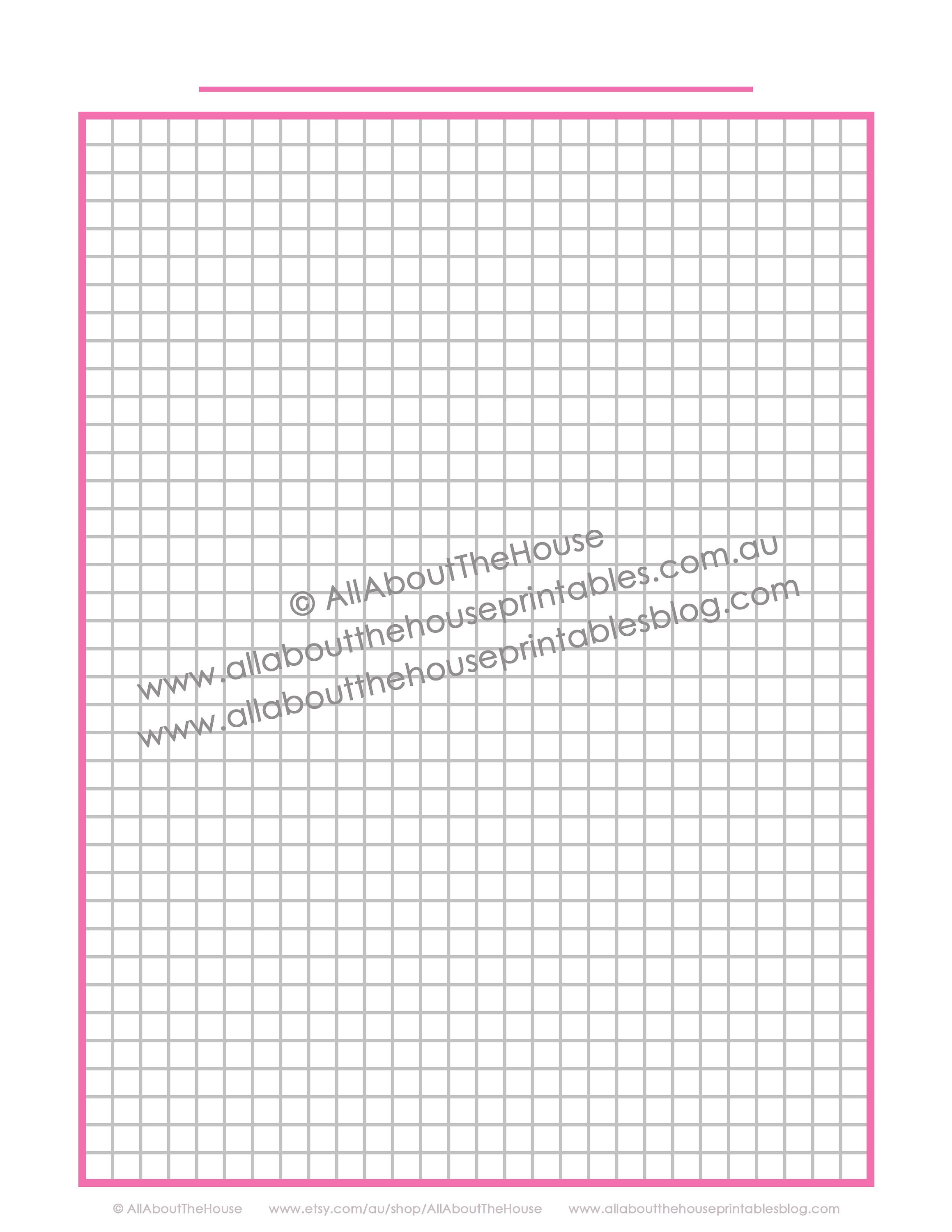 Graph Paper Printable Planner Insert Diy Letter Size Can Print at Half ...