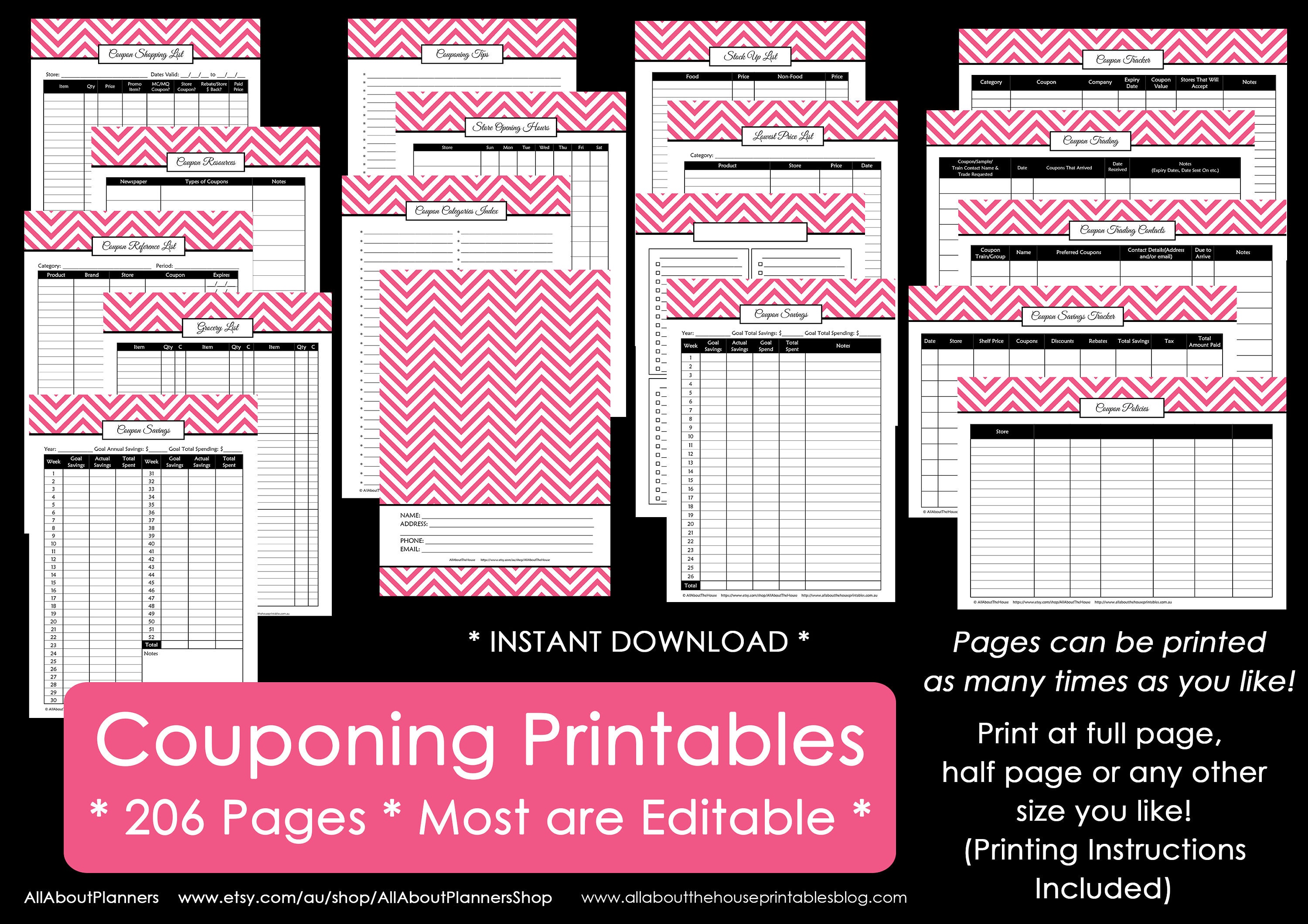 Coupon binder printable insert Household Binder shopping | Etsy
